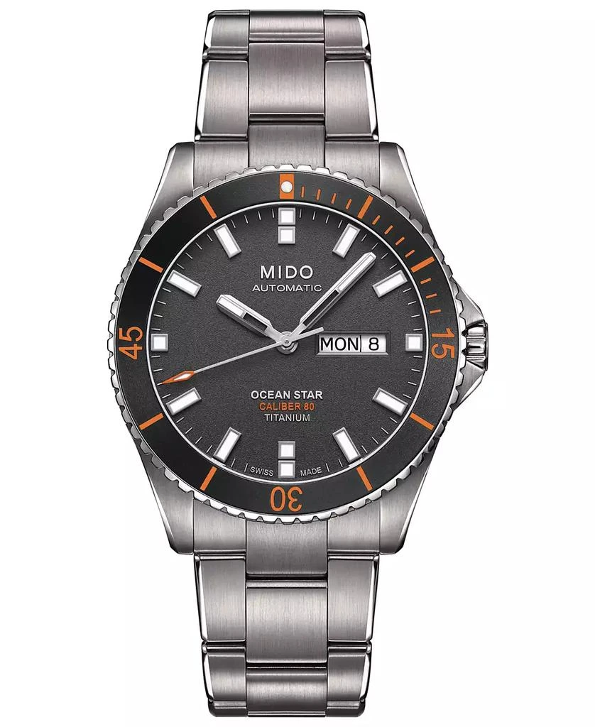 商品MIDO|Men's Swiss Automatic Ocean Star Captain V Titanium Bracelet Watch 42.5mm,价格¥8158,第1张图片