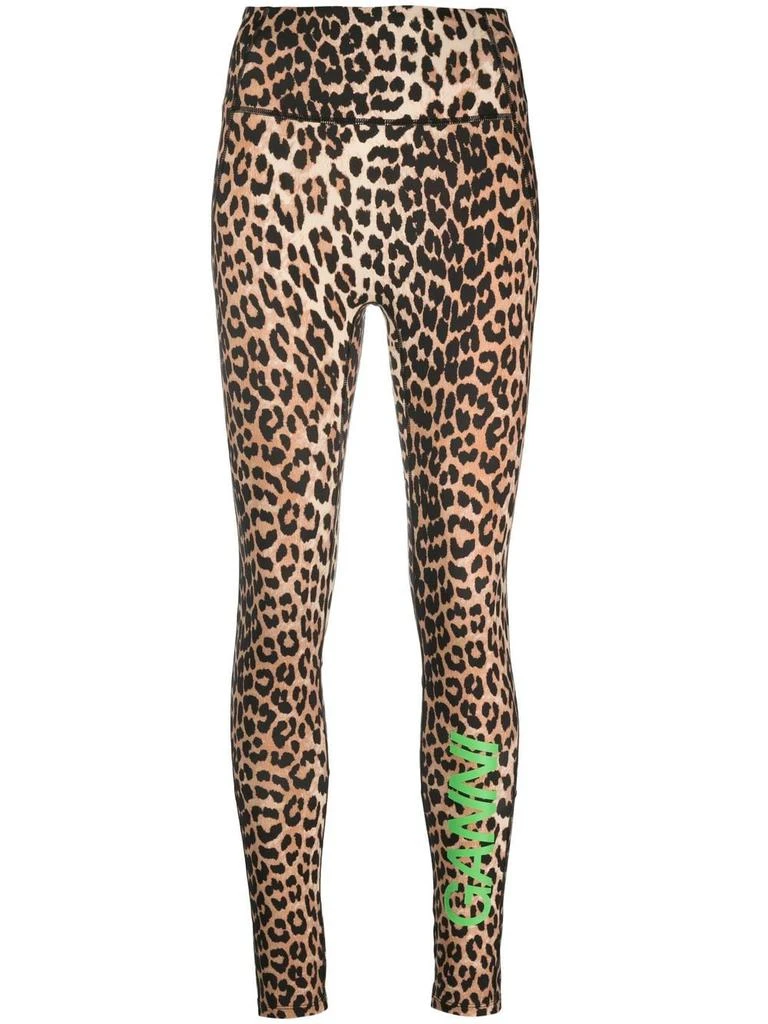 商品Ganni|GANNI - Leopard Print Logo Leggings,价格¥1444,第1张图片