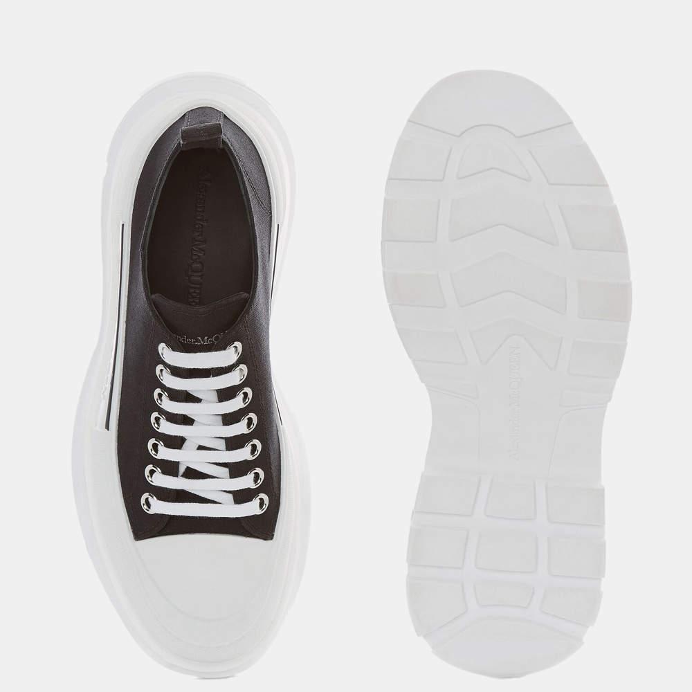 商品Alexander McQueen|Alexander Mcqueen Black/White Tread Slick Lace Up Sneakers Size EU 38,价格¥3522,第6张图片详细描述