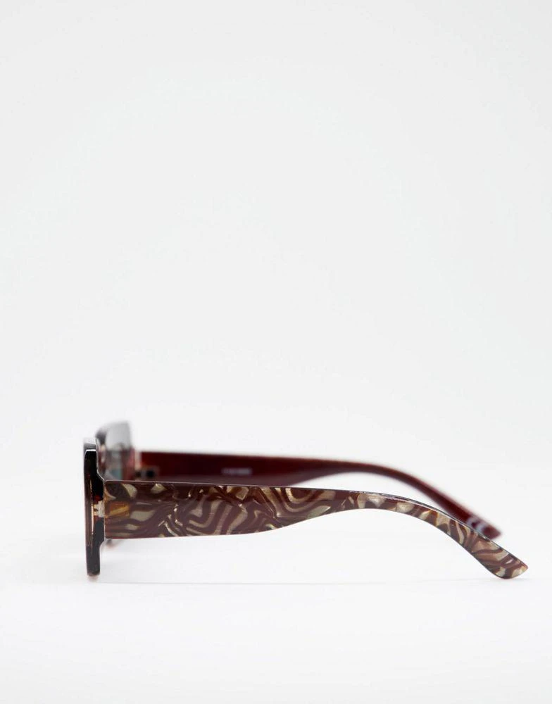 商品ASOS|ASOS DESIGN mid square sunglasses in brown acetate transfer  - BROWN,价格¥45,第3张图片详细描述