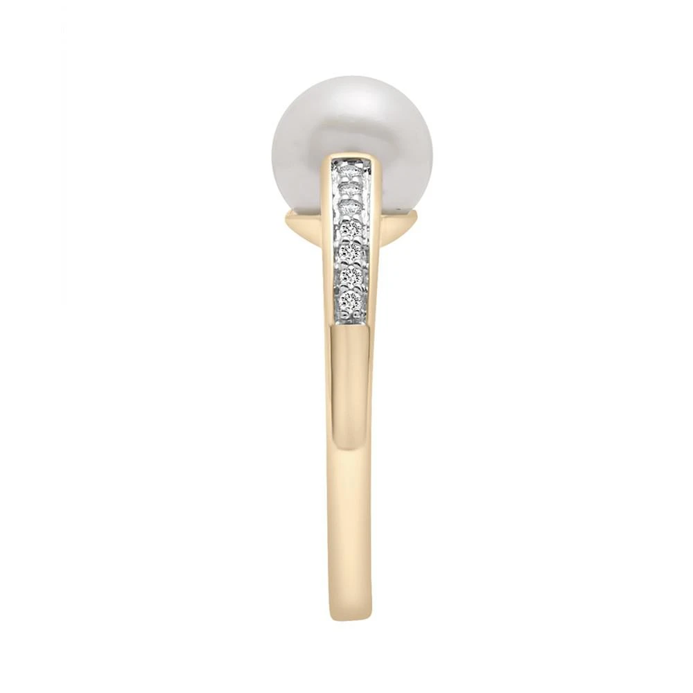 商品Macy's|Cultured  Freshwater Pearl (8mm) & Diamond (1/10ct. tw.) Fashion Ring in 14K Yellow Gold,价格¥4407,第4张图片详细描述