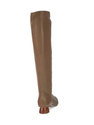 商品Salvatore Ferragamo|Leather Knee-High Cutout Boots,价格¥4965,第3张图片详细描述