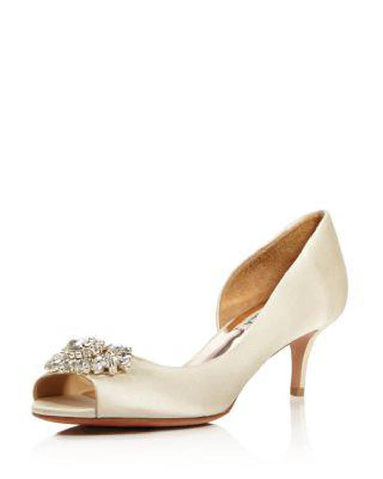 商品Badgley Mischka|Badgley Mischa Macie Satin Embellished Half d'Orsay Peep Toe Pumps,价格¥1000,第1张图片