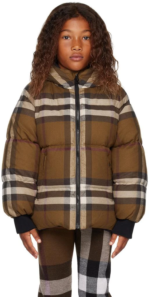 商品Burberry|Kids Brown Check Reversible Down Jacket,价格¥7650,第1张图片