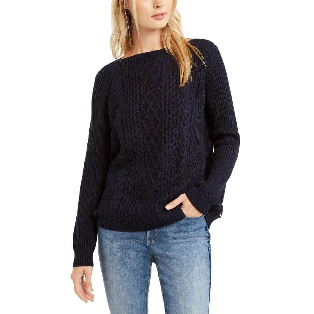 商品Tommy Hilfiger|Tommy Hilfiger Womens Cate Cable-Knit Ribbed Pullover Sweater,价格¥108,第1张图片