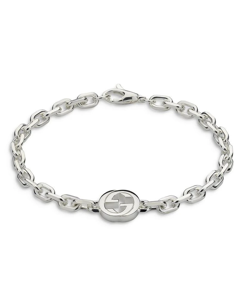 商品Gucci|Sterling Silver Interlocking G Pendant Link Bracelet,价格¥3304,第1张图片