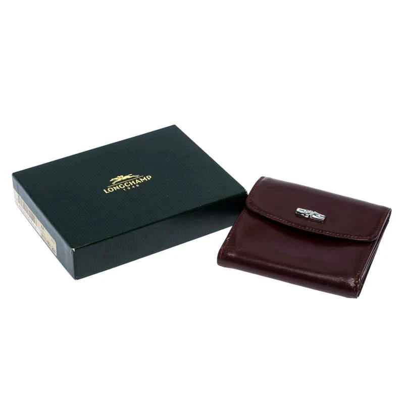 Longchamp Maroon Leather Roseau Compact Wallet 商品