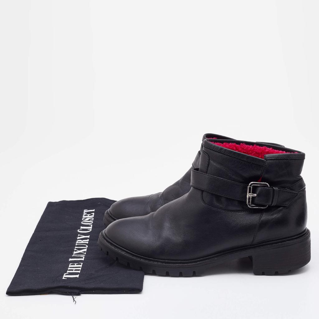 Fendi Black Leather Combat Ankle Boots Size 37商品第9张图片规格展示