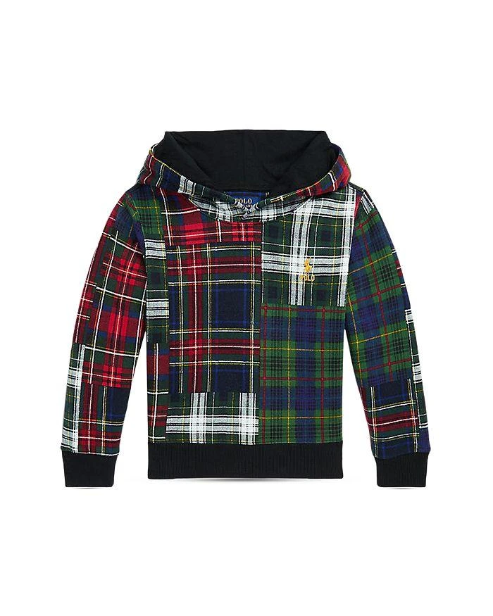 商品Ralph Lauren|Boys' Patchwork Plaid-Print Fleece Hoodie - Little Kid,价格¥512,第2张图片详细描述