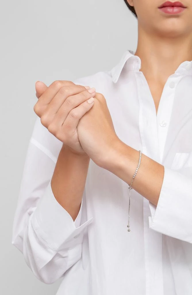 商品ADORNIA|White Rhodium Plated Swarovski Crystal Accented Lariat Bracelet,价格¥199,第3张图片详细描述