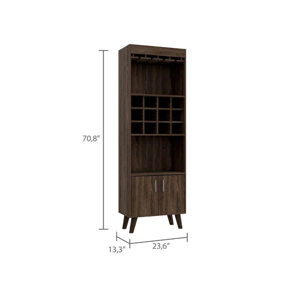 商品Depot E-Shop|DEPOT E-SHOP Harvey Bar Cabinet, Twelve Wine Cubbbies, Two-Door Cabinet, Two Shelves- Dark Walnut, For Living Room,价格¥2157,第4张图片详细描述