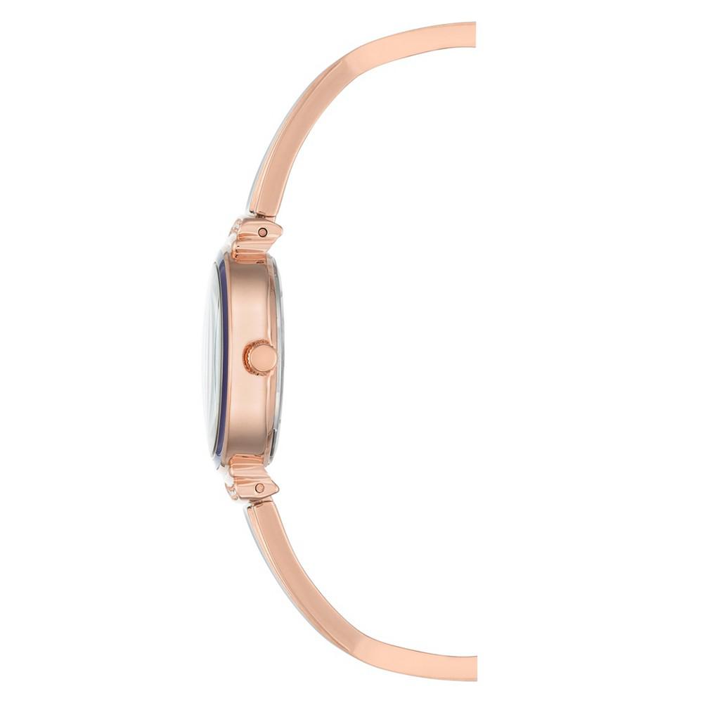 Women's Rose Gold-Tone Alloy Bangle with Navy Enamel and Crystal Accents Fashion Watch 33.5mm Set 4 Pieces商品第2张图片规格展示