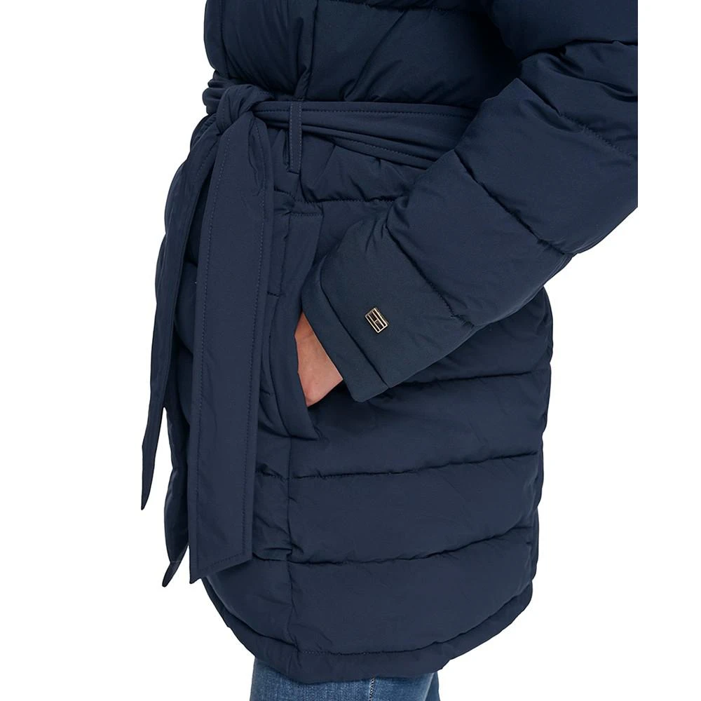 Women's Belted Faux-Fur-Trim Hooded Puffer Coat, Created for Macy's 商品