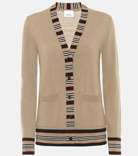 商品Burberry|Icon Stripe wool cardigan,价格¥4723,第1张图片