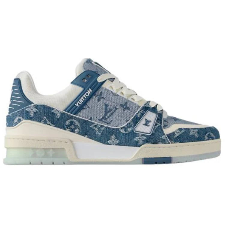 商品[国内直发] Louis Vuitton|Trainer 牛皮革 圆头系带 低帮 板鞋 男女同款 蓝白色,价格¥11922,第3张图片详细描述