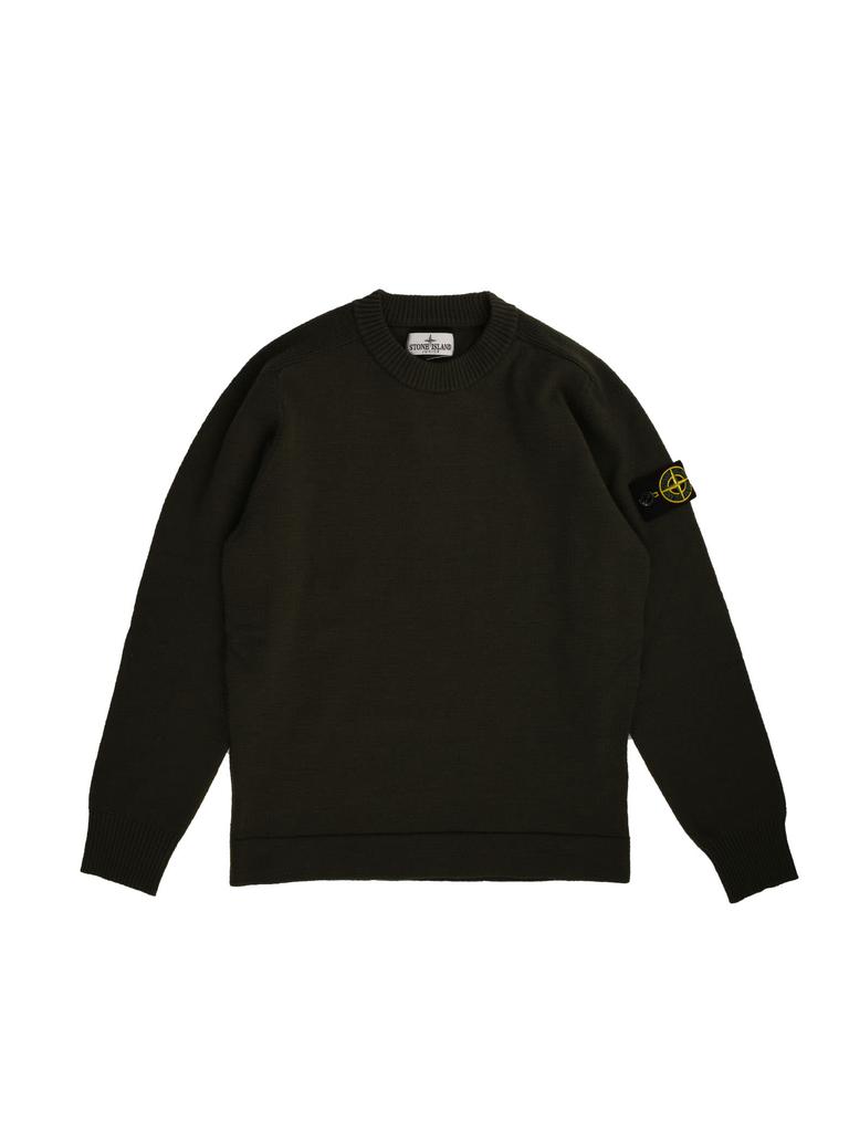 Stone Island Junior Crewneck Sweater In Green Wool商品第1张图片规格展示