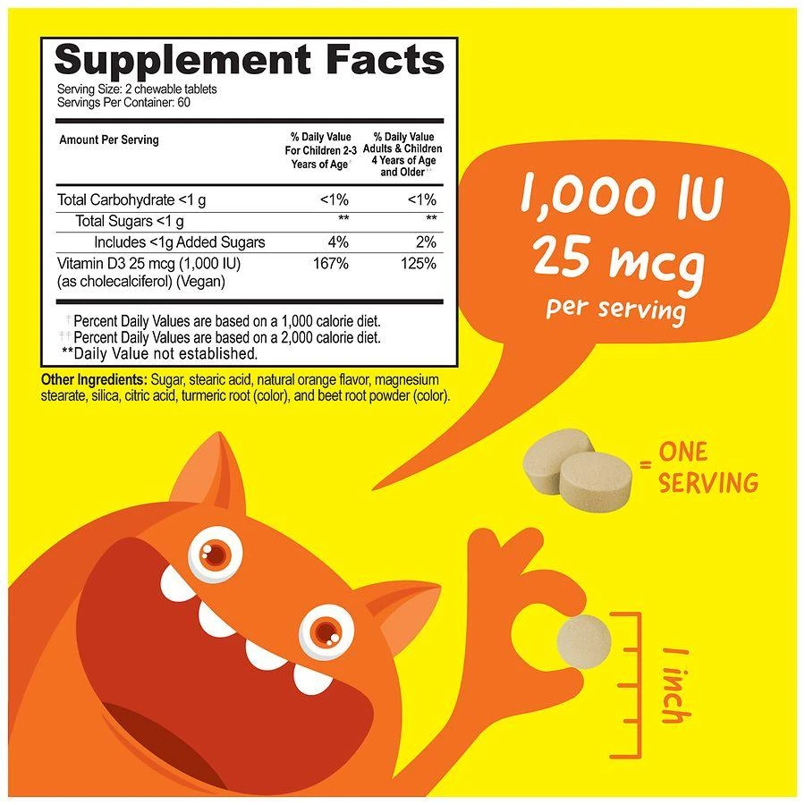 商品VitaWorks|Kids Vitamin D3 1000 IU - Immune Support Chewables Orange,价格¥125,第2张图片详细描述