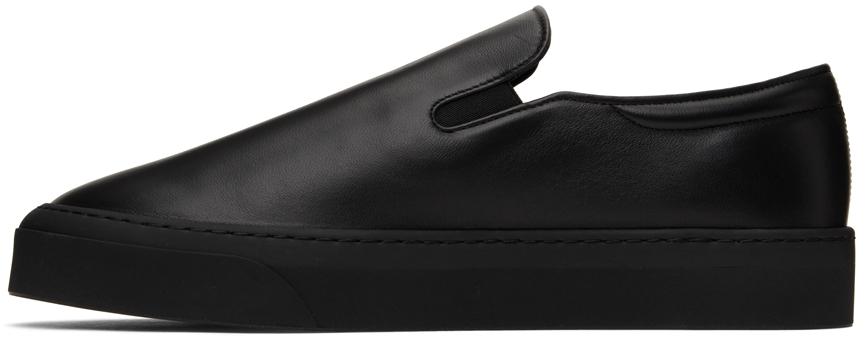 Black Leather Dean Slip-On Sneakers商品第3张图片规格展示