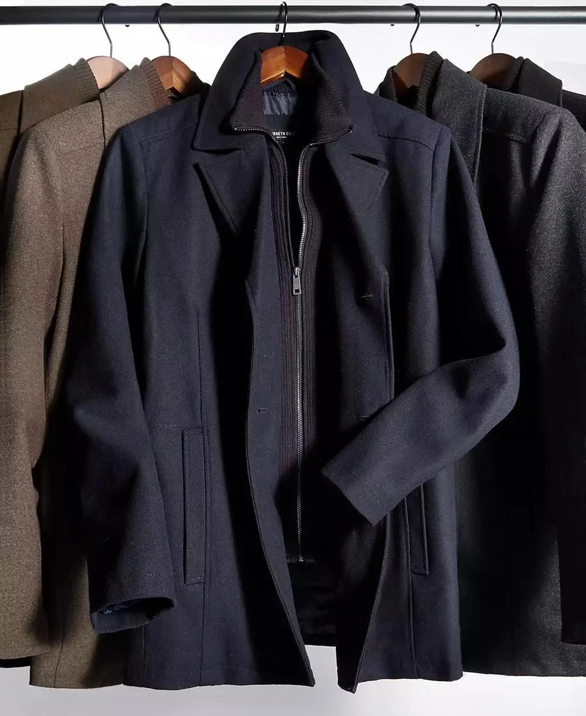 Men's Double Breasted Wool Blend Peacoat with Bib 商品