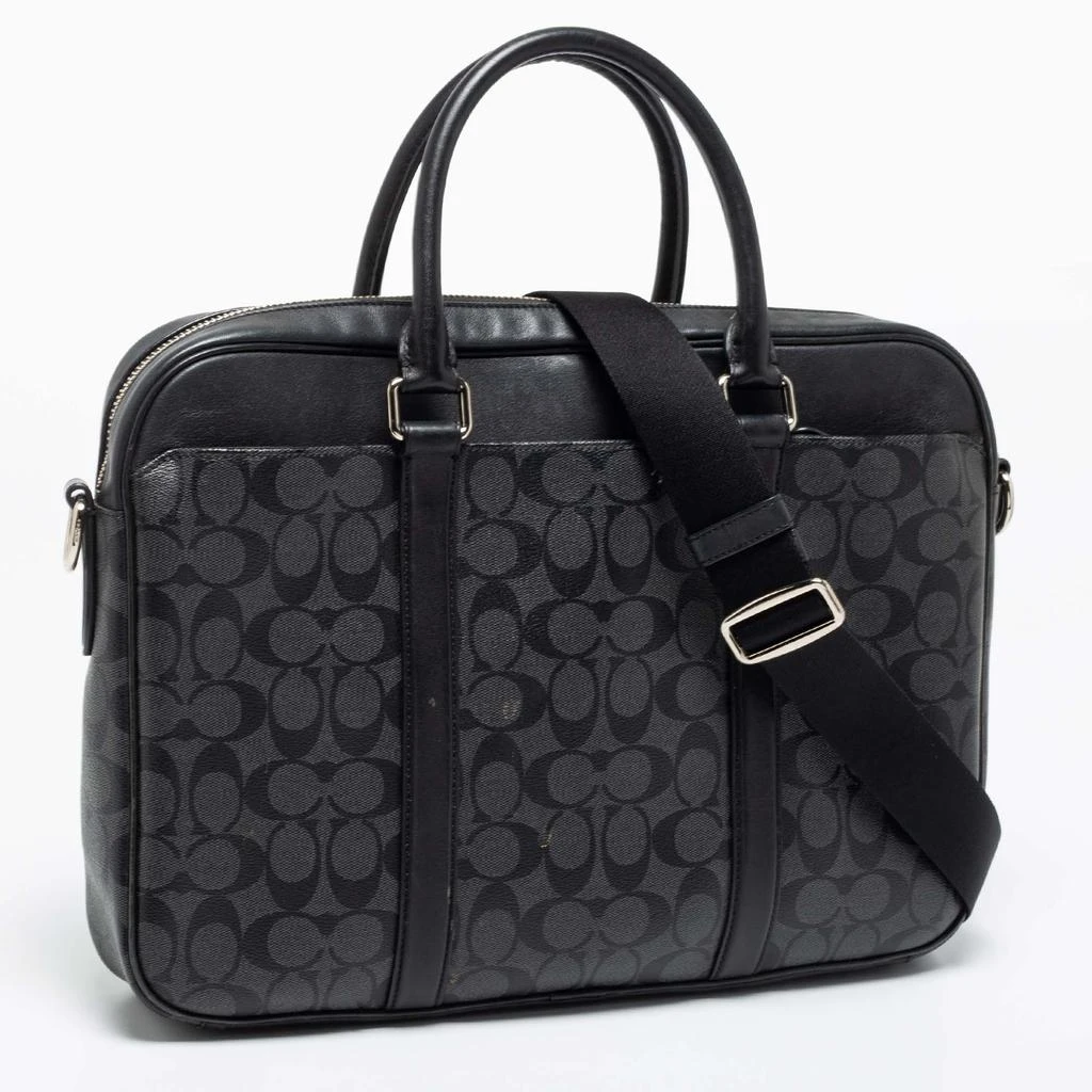 商品[二手商品] Coach|Coach Black Signature Coated Canvas and Leather Perry Slim Laptop Bag,价格¥2318,第3张图片详细描述