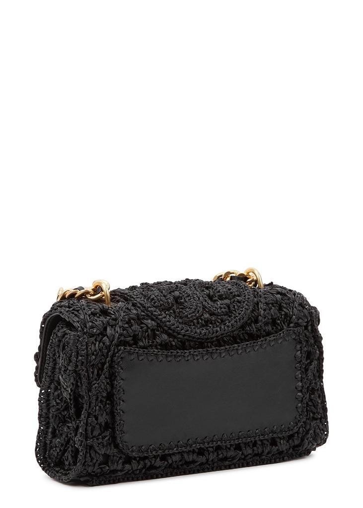 商品Tory Burch|Fleming black woven raffia shoulder bag,价格¥4596,第4张图片详细描述