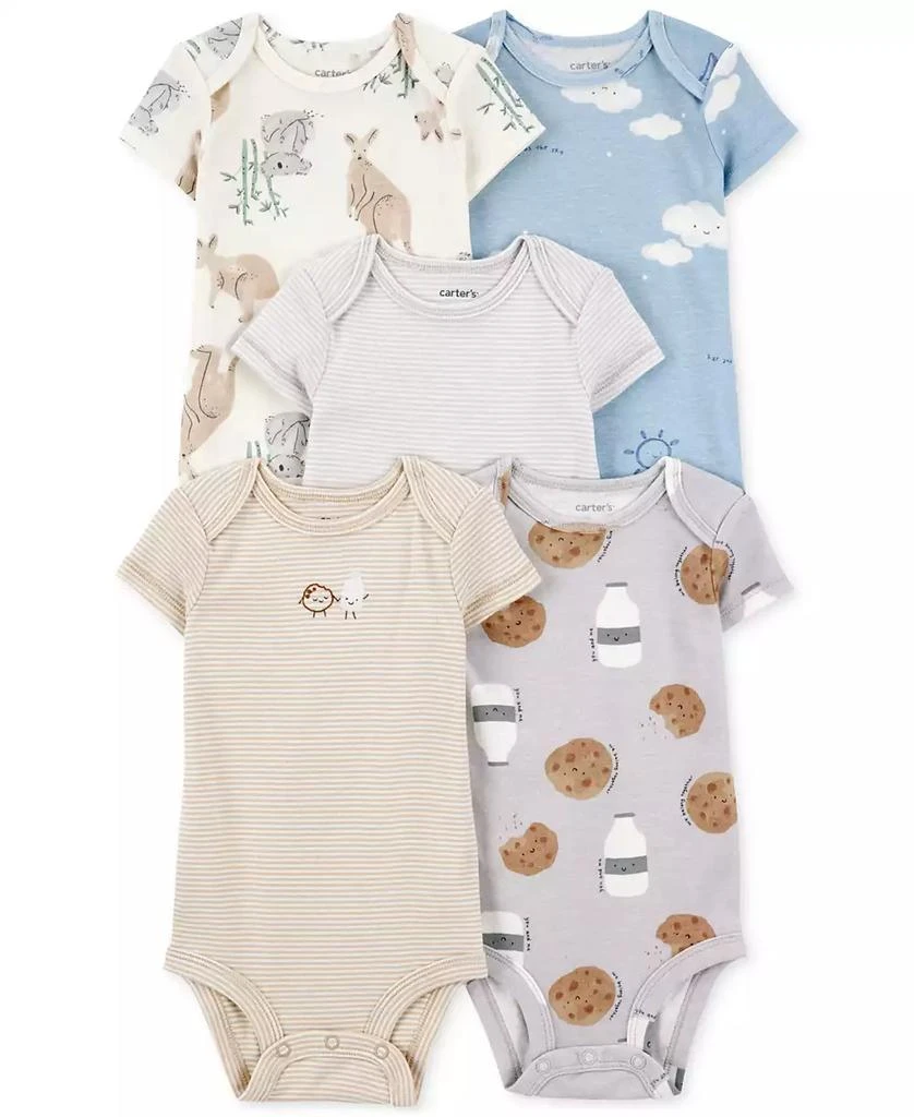 商品Carter's|Baby Boys 5-Pk. Cotton Short-Sleeve Milk & Cookies Bodysuits,价格¥222,第1张图片