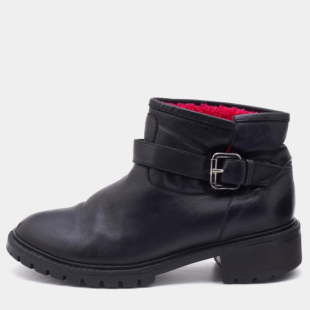 商品[二手商品] Fendi|Fendi Black Leather Combat Ankle Boots Size 37,价格¥2979,第1张图片