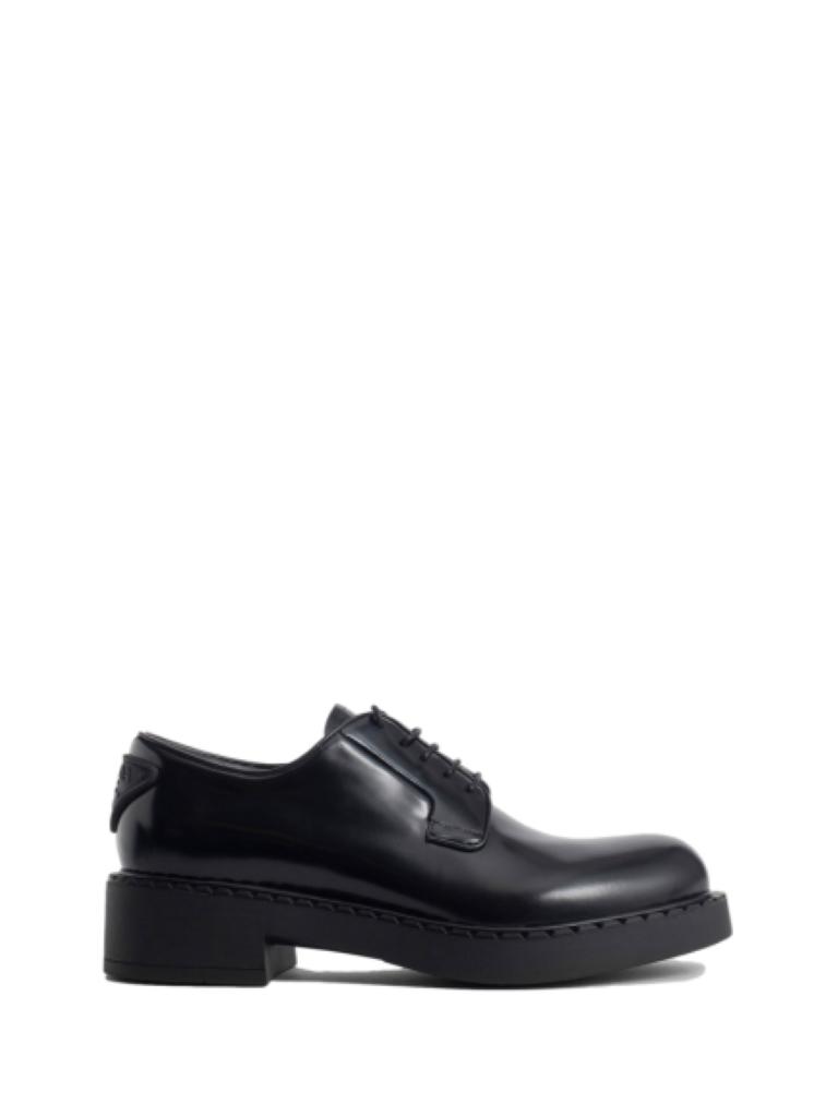 PRADA women's black leather brushed leather derby shoes商品第1张图片规格展示