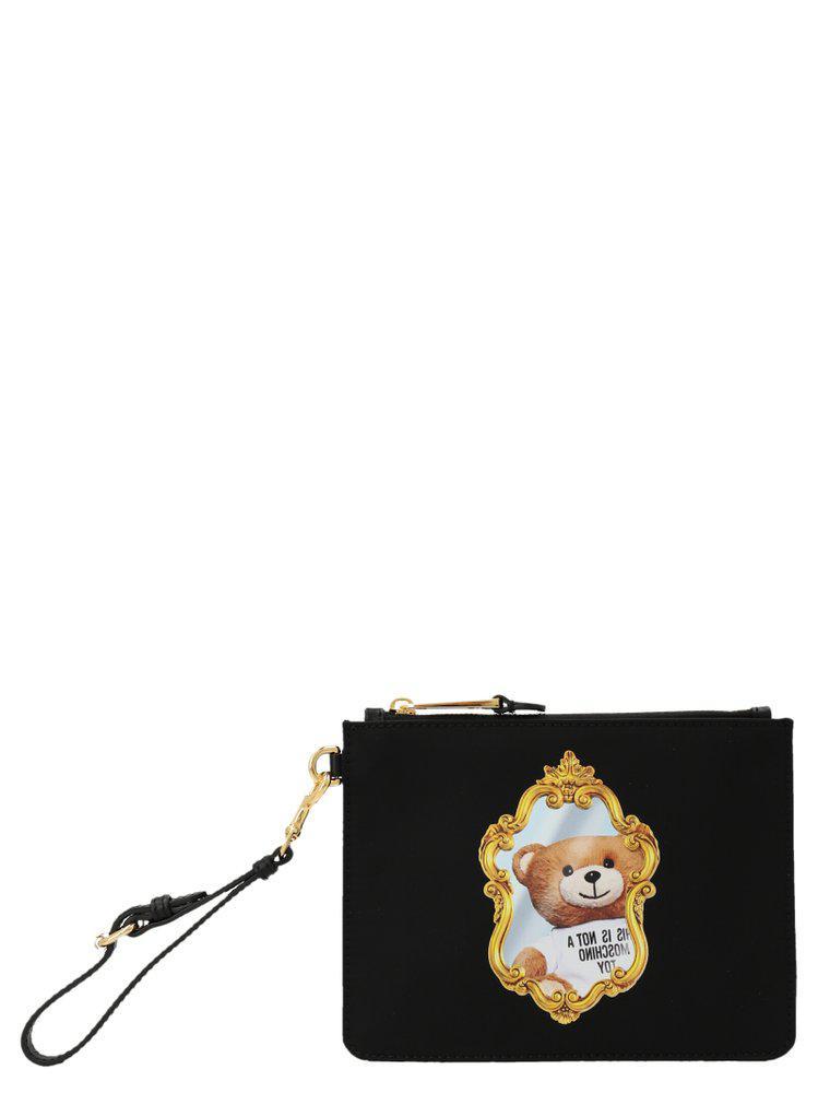 商品Moschino|Moschino Motif-Printed Zipped Clutch Bag,价格¥1417,第1张图片