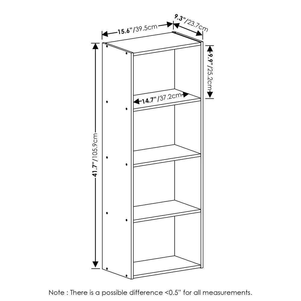 商品Furinno|Luder 4-Tier Open Shelf Bookcase, Blackwood,价格¥751,第2张图片详细描述