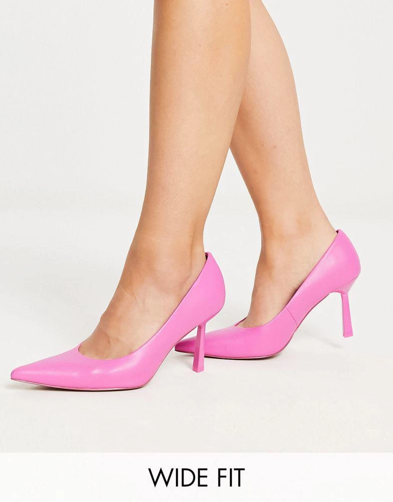 商品ASOS|ASOS DESIGN Wide Fit Sterling mid heeled court shoes in pink,价格¥236,第1张图片