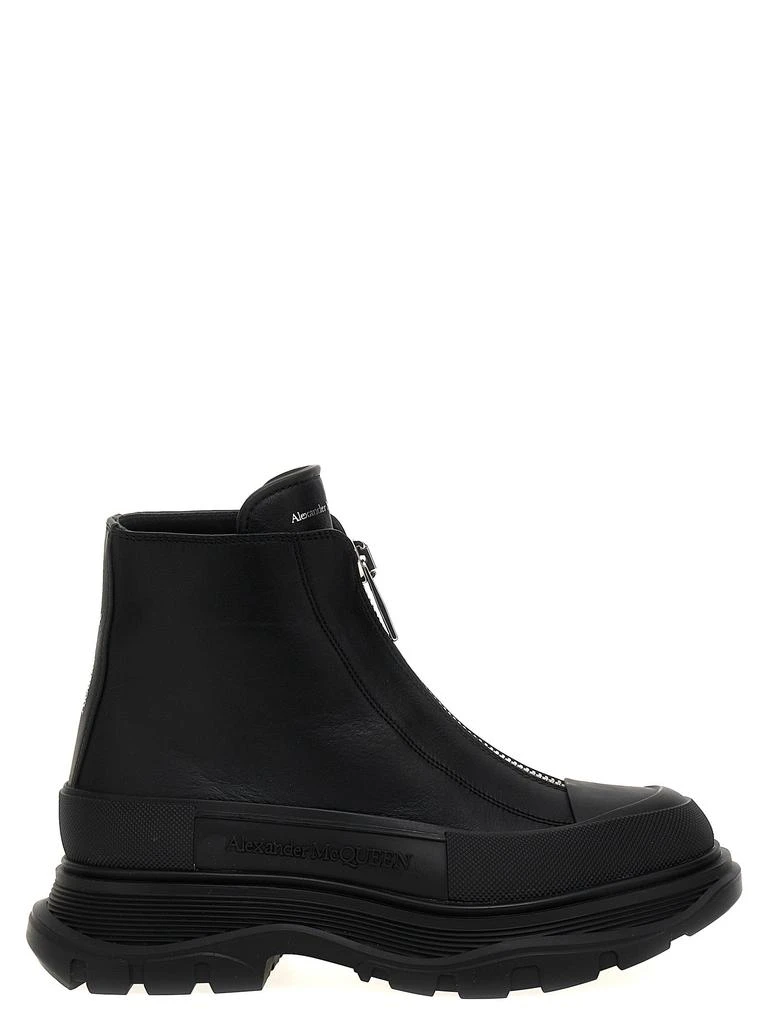 商品Alexander McQueen|Zip Tread Slick Boots, Ankle Boots Black,价格¥4819,第1张图片