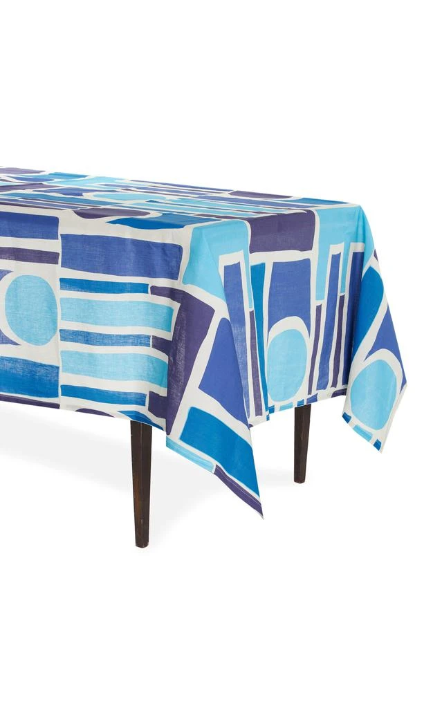 商品CRINI & SOPHIA|CRINI & SOPHIA - Shapes Medium Linen Tablecloth - Blue - Moda Operandi,价格¥2963,第1张图片