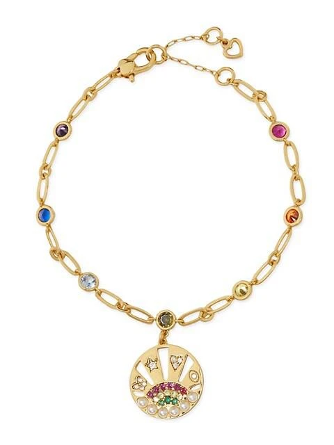 商品Kate Spade|Rainbow Goldtone, Faux Pearl & Cubic Zirconia Medallion Bracelet,价格¥291,第1张图片