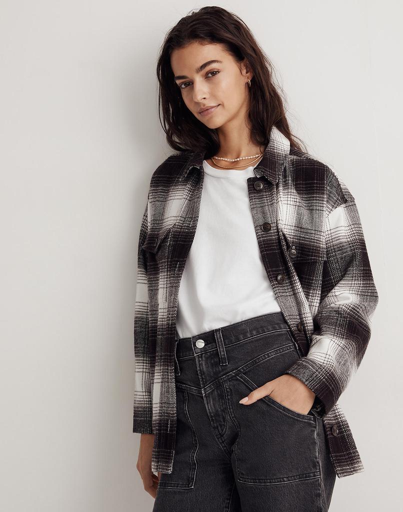 商品Madewell|Twill Flannel Shirt-Jacket in Windowpane Plaid,价格¥872,第3张图片详细描述