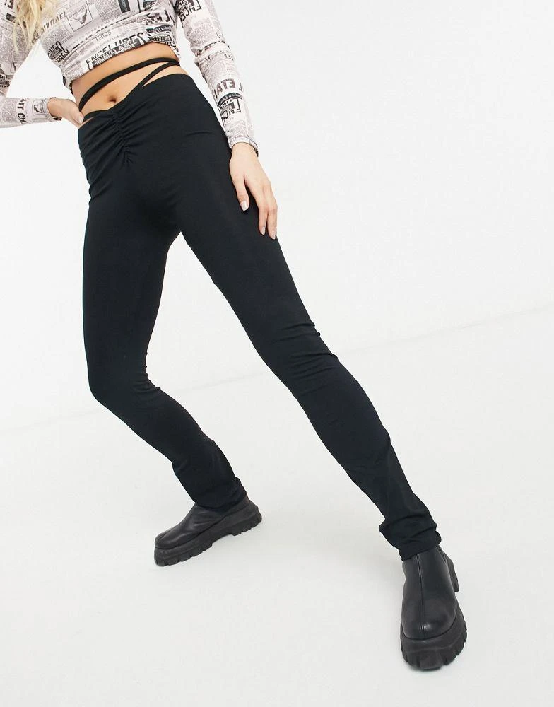 商品AsYou|ASYOU 90's waist strap skinny trouser in black,价格¥88,第4张图片详细描述
