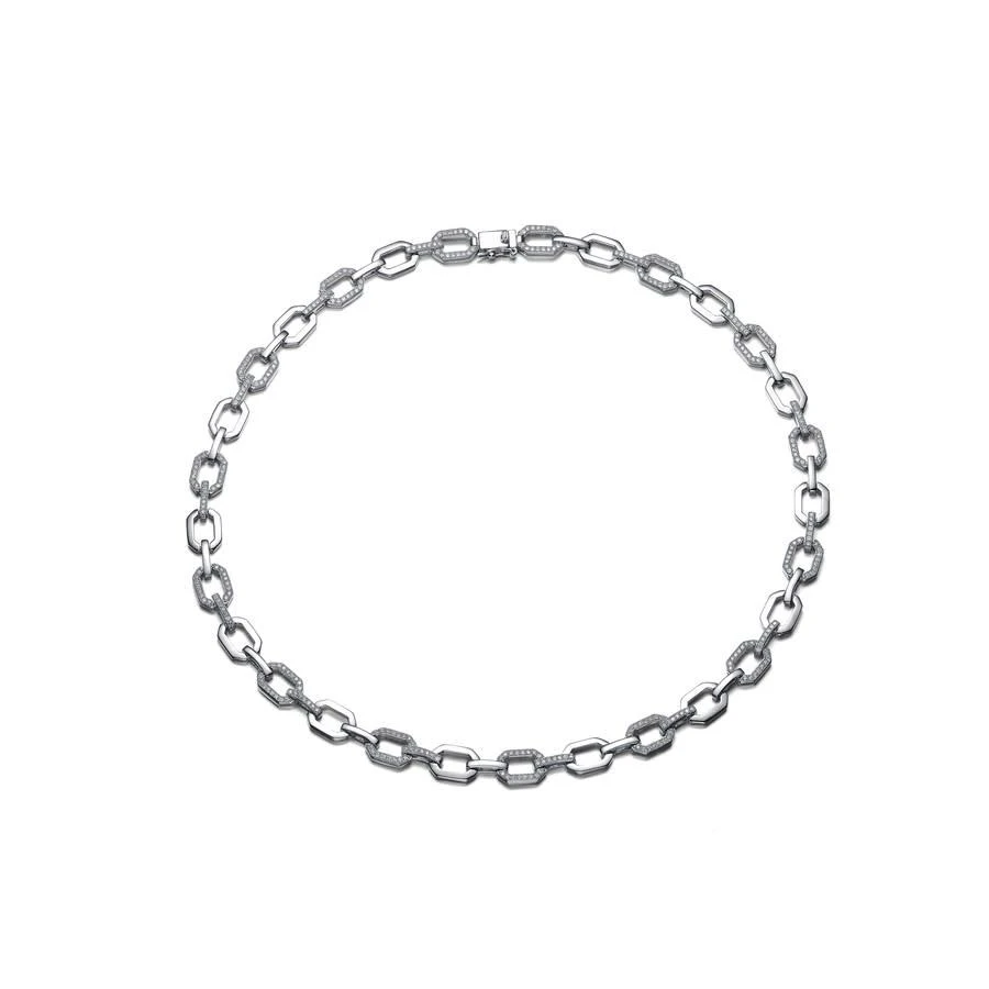 商品Megan Walford|CZ SS White Gold Plated Square Shape Linked Necklace,价格¥1927,第1张图片