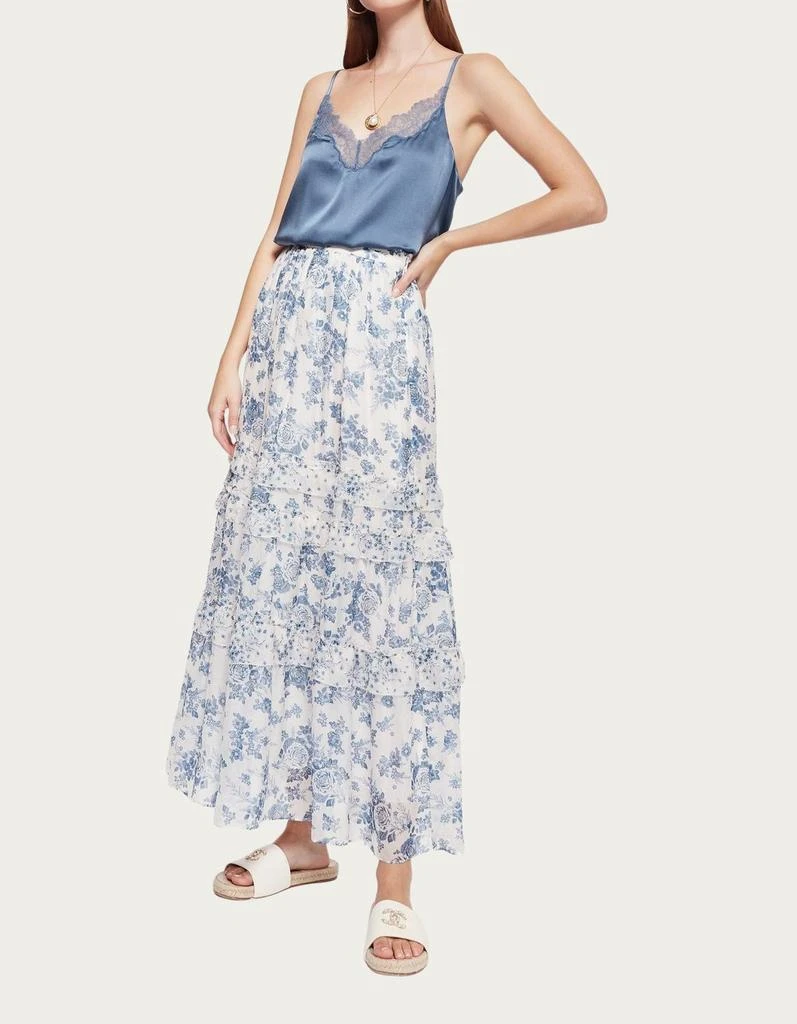 商品CAMI NYC|Liu Skirt In Ceramic Denim Floral,价格¥1787,第1张图片