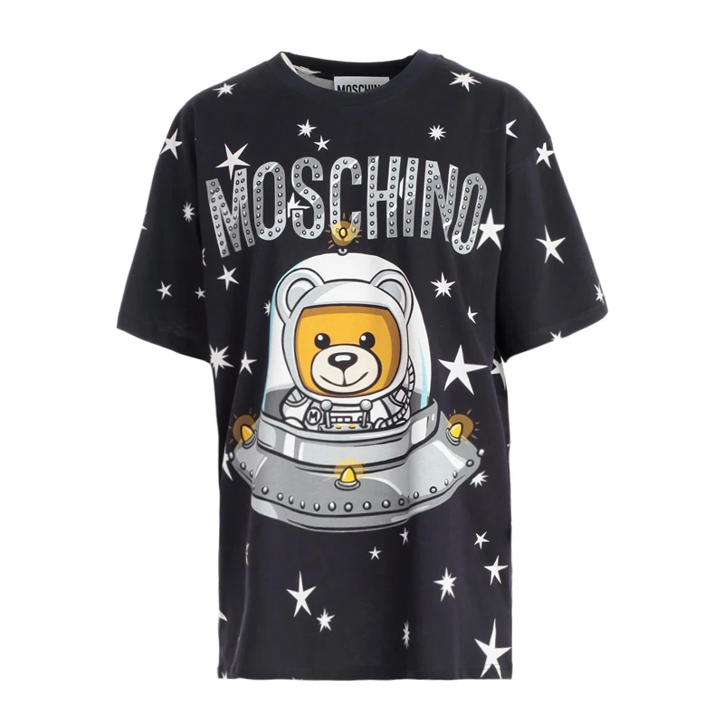 商品Moschino|Moschino 莫斯奇诺 女士黑色棉质短袖T恤 V0703-5440-1555,价格¥1457,第1张图片
