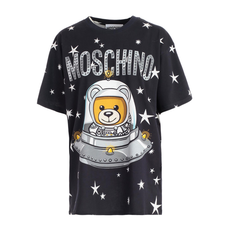 商品Moschino|Moschino 莫斯奇诺 女士黑色棉质短袖T恤 V0703-5440-1555,价格¥1489,第1张图片