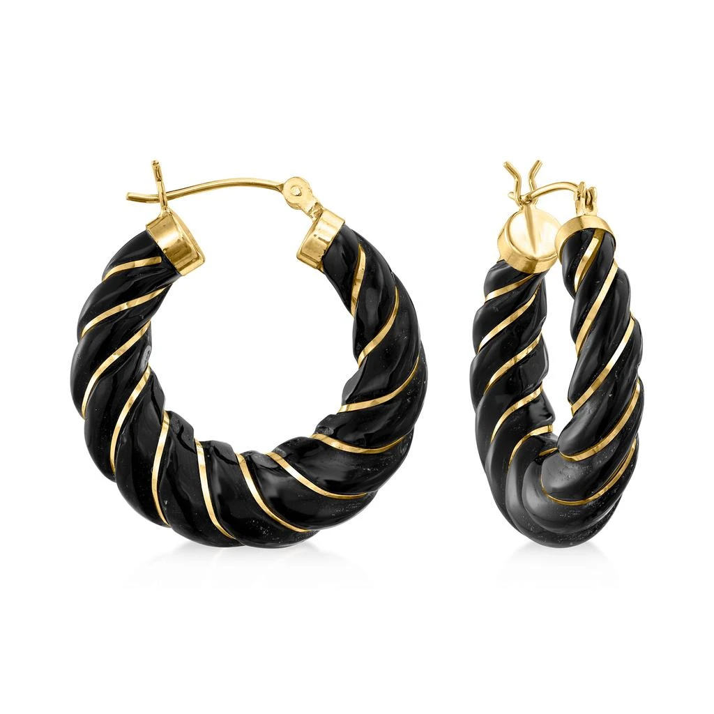 商品Ross-Simons|Carved Lapis Hoop Earrings With 14kt Yellow Gold,价格¥2311,第1张图片