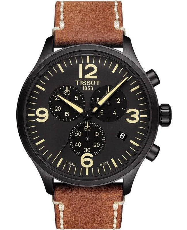 商品Tissot|Tissot Chrono XL Classic Black Dial Brown Leather Strap Men's Watch T116.617.36.057.00,价格¥2385,第1张图片