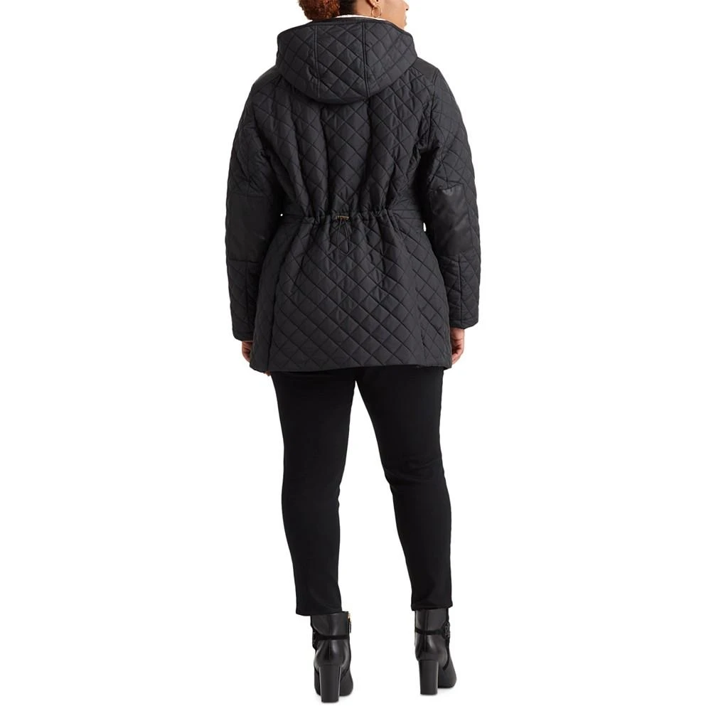 商品Ralph Lauren|Plus Size Faux-Leather Trimmed Hooded Anorak Quilted Coat, Created for Macy's,价格¥1107,第2张图片详细描述