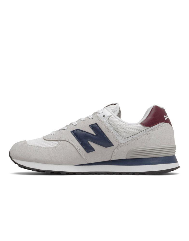 New Balance 574 suede trainers in light grey and navy商品第2张图片规格展示