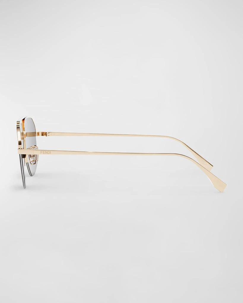 商品Fendi|Men's Double-Bridge Metal Rectangle Sunglasses,价格¥4093,第2张图片详细描述