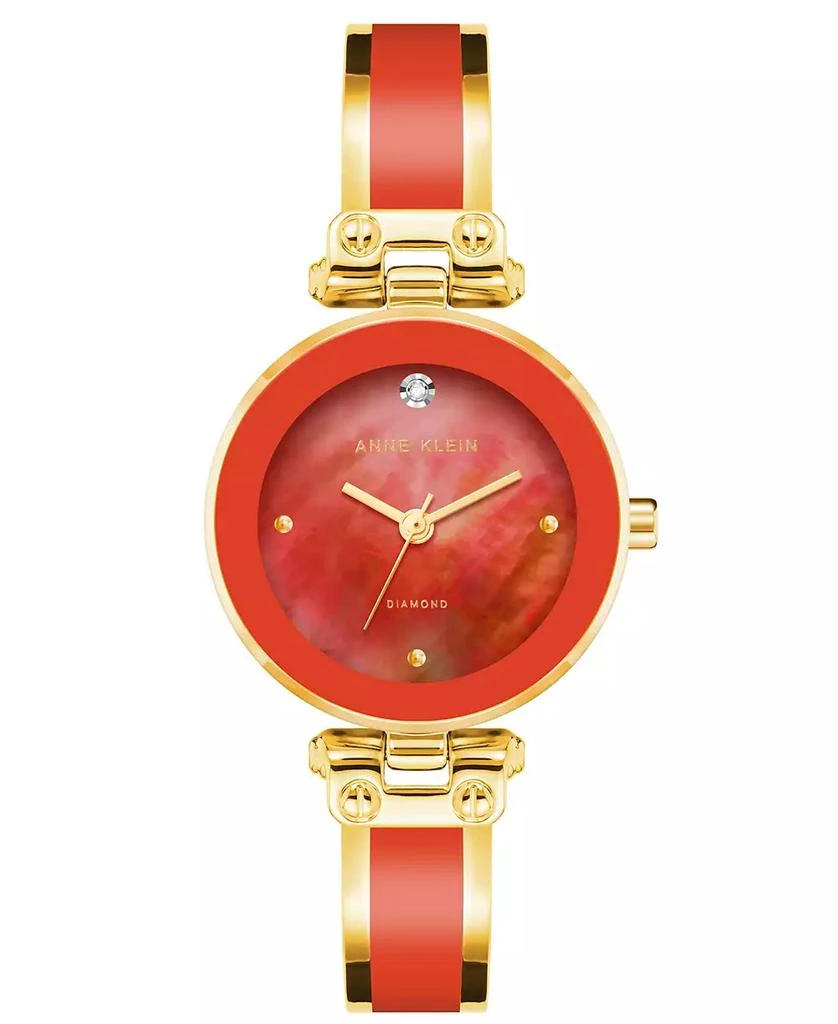 商品Anne Klein|Women's Gold-Tone Alloy with Red Enamel Bangle Watch 34mm,价格¥337,第1张图片