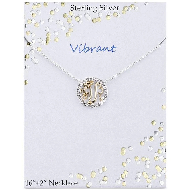 商品Unwritten|Initial "V" Pendant Necklace with Crystal Pavé Circle in Sterling Silver and Gold Flash,价格¥150,第3张图片详细描述