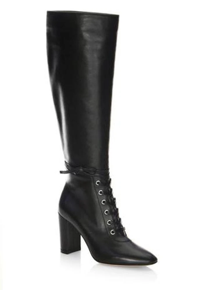 商品Gianvito Rossi|Lace-Up Leather Knee-High Boots,价格¥6281,第1张图片