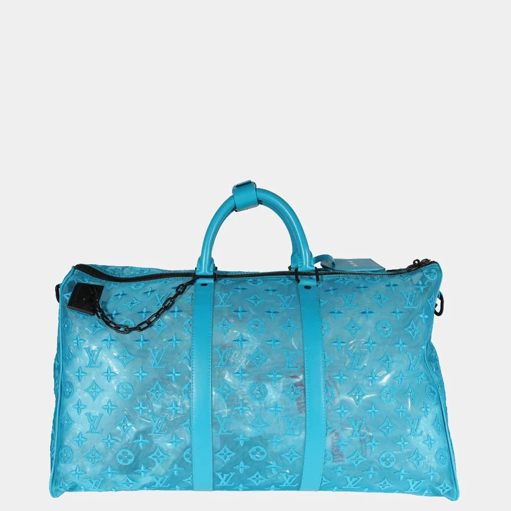 商品[二手商品] Louis Vuitton|Louis Vuitton Blue Monogram Mesh Triangle Keepall Bandouliere 50 Suitcase Bag ,价格¥33701,第3张图片详细描述