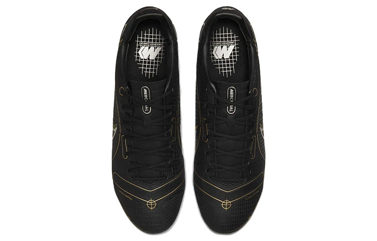 商品[国内直发] NIKE|Mercurial Vapor 14 刺客 14 Academy 圆头徽标 FG（胶质长钉） 天然草地 皮革 防滑耐磨包裹性支撑 足球鞋 男款 黑金,价格¥1111,第5张图片详细描述